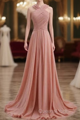 Glam Blush Pink Evening Prom & Wedding Dress-Sweet 16 Chiffon Evening Gown For Graduation & Quinceanera