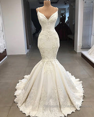 Glamorous Mermaid Sleeveless Lace Wedding Dresses Overskit