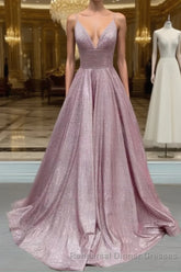 Glitter Semi Formal Prom Dresses V Neck Multi Straps