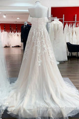 Gorgeous Long A-line Off-the-shoulder Tulle Lace Appliques Wedding Dresses