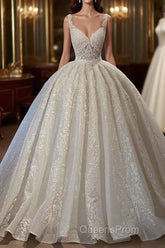Gorgeous Long Ball Gown Sweetheart Sleeveless Lace Wedding Dress with Ruffles