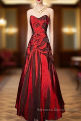 Gorgeous Mermaid Sweetheart Red Taffeta Long Evening Dress Semi Formal Prom Dresses