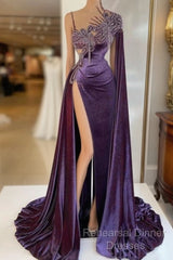 Gorgeous Purple Long Semi Formal Prom Dress With Split