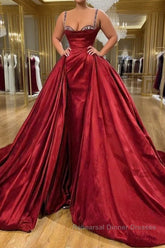 Gorgeous Spaghetti Strap Sleeveless Semi Formal Prom Dresses With Train