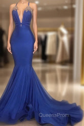 Gorgeous Spaghetti Straps Beads Appliques Evening Prom Dress Elegant Alluring Chic V-neck Fit and Flare Evening Gowns
