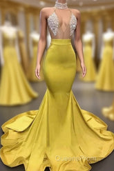 Gorgeous Deep V Neck Mermaid Evening Prom Dress, Long Evening Dress