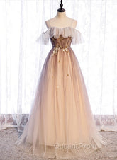Gradient Tulle with Straps Sweetheart Party Dress, A-line Tulle Evening Dress Evening Prom Dress