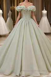 Green Tulle Beading Long Semi Formal Prom Dresses, Green Formal Graduation Dresses