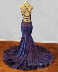 Iridescent Semi Formal Prom Dress Mermaid V-Neck Open Back