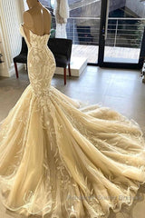 Ivory Sweetheart Strapless Long Mermaid Wedding Dresses