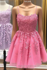 Lace Applique A-line Homecoming Dress Short Semi Formal Prom Dress,Semi Semi Formal Prom Dresses