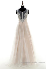 Lace Tulle A-line Floor Length Wedding Dresses