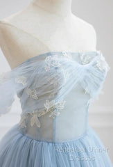 Light Blue High Low Tulle Sweetheart Semi Formal Prom Dress, Light Blue Homecoming Dress