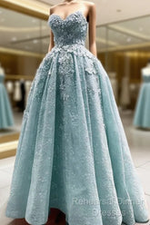 Light Blue Lace High Low Hem Dress