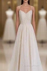 Light Champagne Lace Straps Sweetheart Party Dress Formal Dress, Tea Length Wedding Party Dress