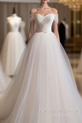 Light Champagne Tulle Long Semi Formal Prom Dress, Wedding Dress