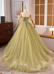 Light Green Sweetheart Tulle Long Formal Dress, Light Green Semi Formal Prom Dress Party Dress