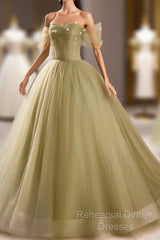Light Green Sweetheart Tulle Long Formal Dress, Light Green Semi Formal Prom Dress Party Dress