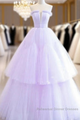 Lilac Purple Strapless Tulle Sheer A Line Semi Formal Prom Dress