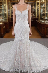 Long A-line Sweetheart Applqiues Lace Tulle Wedding Dresses
