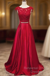 Long Applique Lace Semi Formal Prom Dress,Stain Semi Formal Prom Dress