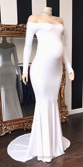 Long Mermaid Off-the-shoulder Pregnant Semi Formal Prom Evening Dress with Sleeves