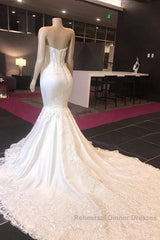 Long Mermaid Sweetheart Appliques Lace Wedding Dresses