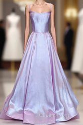 Long Satin Evening Prom Dress Spaghetti Straps Strapless