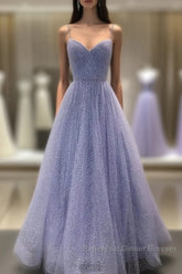 Long Sequin Lavender Sweetheart Beading Semi Formal Prom Dresses