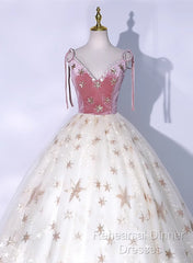 Lovely Ivory Tulle Ball Gown Straps Party Dress, Ivory Sweet 16 Dress Formal Dress