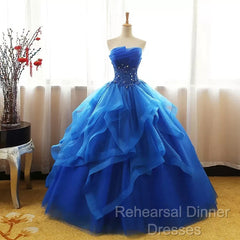 Lovely Royal Blue Tulle Semi Formal Prom Dress, Blue Sweet 16 Dress