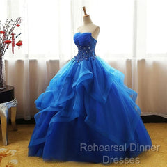 Lovely Royal Blue Tulle Semi Formal Prom Dress, Blue Sweet 16 Dress