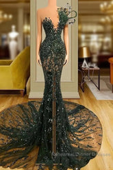 Luxury See Through Beaded Semi Formal Prom Dresses Bodycon Sexy Semi Formal Prom Evening Dress