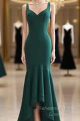 Mermaid Emerald Green Asymmetrical Dress