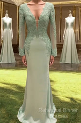 Mermaid Lace Sleeve V Neck Dress