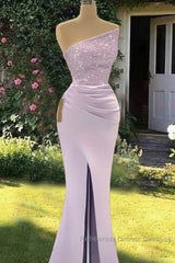 Mermaid Lilac Split Strapless Dress