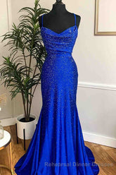 Mermaid Long Red Semi Formal Prom Dress with Rhinestones,Royal Blue Bodycon Dresses