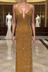 Mermaid Sequined Beaded V-Neck Formal Dress