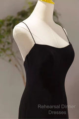 Mermaid Straps Black Velvet Long Semi Formal Prom Dresses