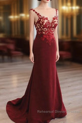 Mermaid V Neck Semi Formal Prom Dresses Lace Open Back