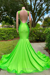 Mermaid V-neck Sequined Open Back Floor-length Sleeveless Lace Beading Semi Formal Prom Dresses
