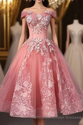 A-line Off-Shoulder Short Semi Formal Prom Dresses Appliques Sweet 16 Gown