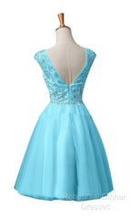New A-Line Scoop Tulle Knee Length Homecoming Dresses