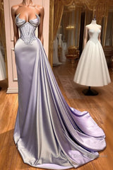 New Arrival Sleeveless Mermaid Semi Formal Prom Dresses With Ruffles Long