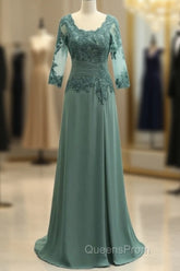 Noble A-Shaped Princess Chiffon Sticker Spoon 3/4 Sleeve Mother Of The Bride Dress