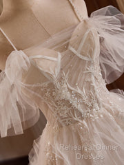 Off Shoulder Tulle Lace Light Champagne Long Semi Formal Prom Dress, Light Champagne Sweet 16 Dress