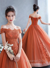 Off Shoulder Tulle With Lace Sweetheart Long Formal Dress, Sweet 16 Dresses