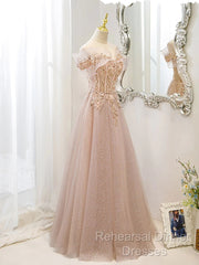 Off The Shoulder A Line Tulle Long Semi Formal Prom Dress Formal Evening Dress