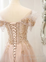 Off The Shoulder A Line Tulle Long Semi Formal Prom Dress Formal Evening Dress