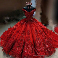 Off the shoulder ball gown, charming prom dress